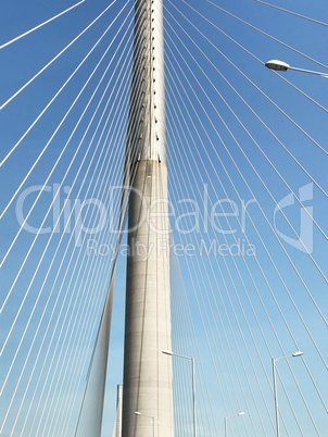 Bridge building and the blue sky from low angle