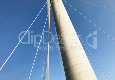 Part of the bridge building and blue sky