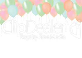Pastel pink, orange, green and blue celebrate air pastic balloon