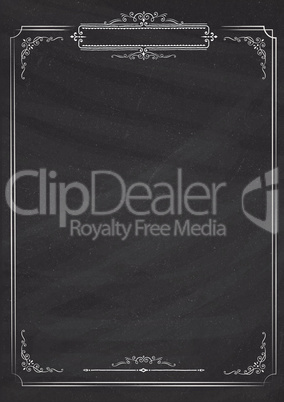 Vertical retro menu blackboard background with border