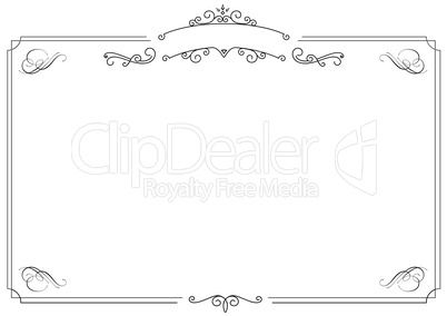 Ornamental retro elegant black border and white background