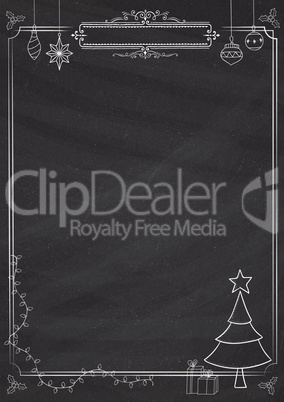 Vertical Christmas decoration classic blackboard background bord