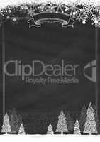 Classic blackboard winter christmas background with snowflake an