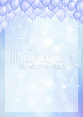 Light blue background with balloons paper