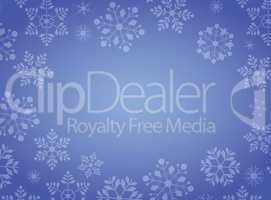 Gradient blue winter snowflake border Christmas background