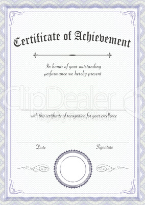Vertical classic certificate of achievement paper template