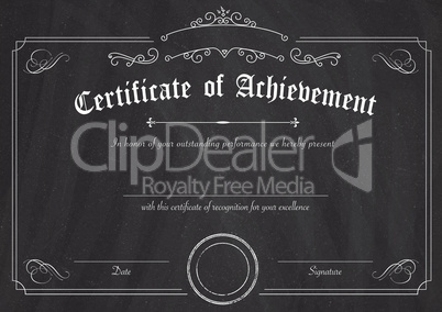 Classic certificate of achievement paper template with blackboar