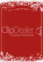 Winter snowflake retro border and Christmas red background backg