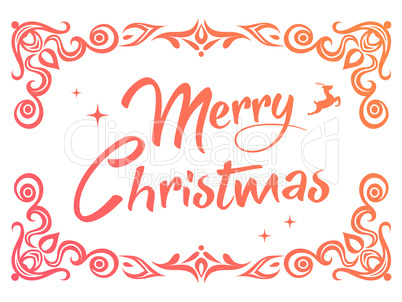 Gradient Merry Christmas word with ornamental graphic border