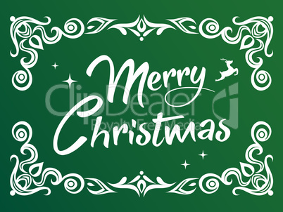 Gradient green Merry Christmas word with ornamental graphic bord