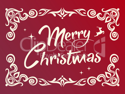 Gradient red Merry Christmas word with ornamental graphic border