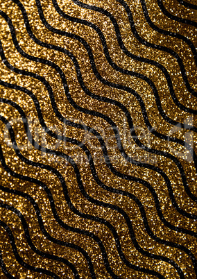 Crumped golden paper background with curve pattern