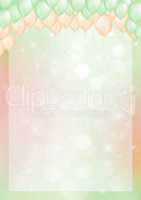 Pink background with balloon header and border