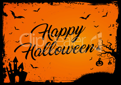 Horizontal Halloween background with grunge border