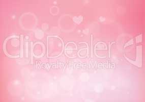 Bokeh effect and heart pink love paper background
