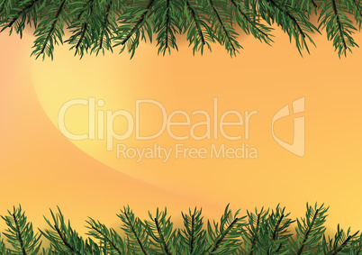 Gradient trendy golden background with Christmas tree decoration
