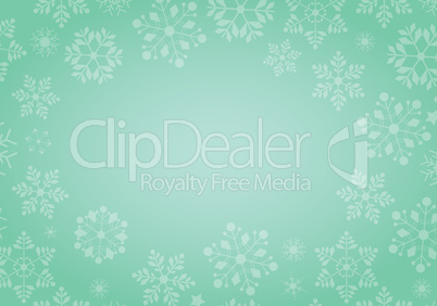 Gradient green winter background with snowflake border