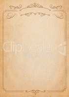 Brown and beige retro style paper background with border