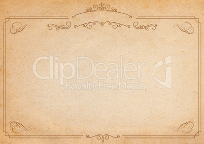 Brown and beige retro style paper background with border