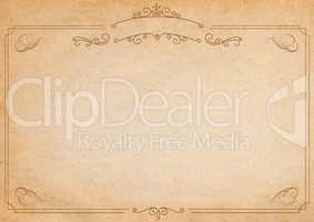 Brown and beige retro style paper background with border