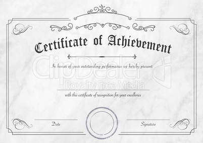 Retro certificate of achievement paper template with modern whit
