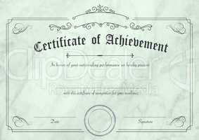 Retro certificate of achievement paper template with modern past