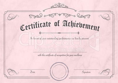 Retro certificate of achievement paper template with modern past