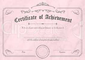Retro certificate of achievement paper template with modern past