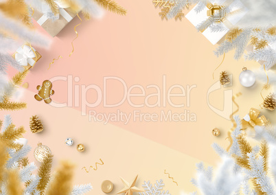 Christmas decoration border and gradient trendy paper background