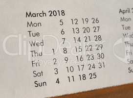 calendar page detail