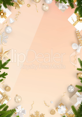 New Year decoration border, golden gradient background