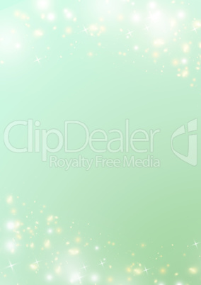 Pastel gradient green background, sparklin bokeh star and light