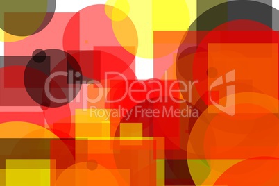 Abstract yellow red grey squares and circles illustration background