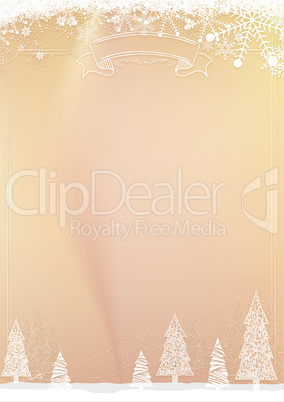 Christmas golden background with snowflake and xmas ball border