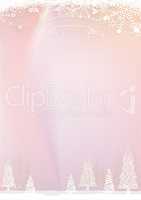 Christmas pastel pink background with snowflake and xmas ball bo