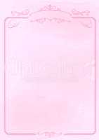 Ornamental retro border and pink ink brush paper background