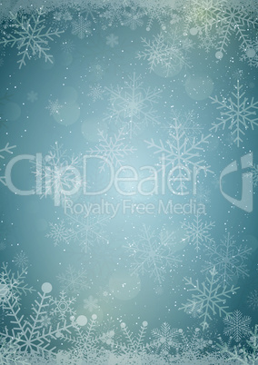 Winter golden Christmas background with Winter snowflake border