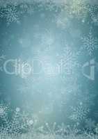 Winter golden Christmas background with Winter snowflake border