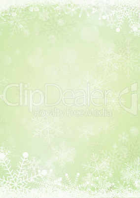 Pastel green winter snow holiday paper background