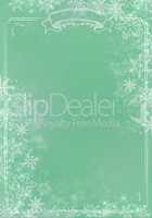 Green gradient winter paper background with snowflake border