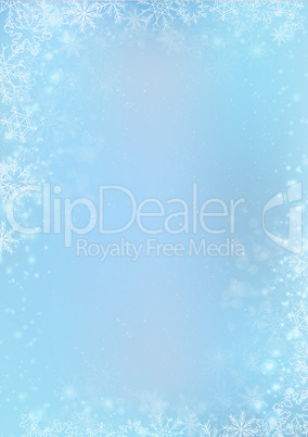 Gradient blue winter Christmas paper background with snowflake b