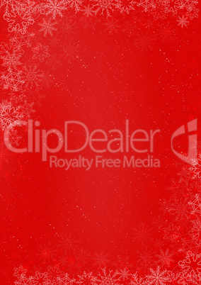 Winter Christmas red paper background with snowflake border