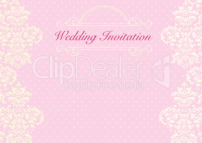 The pink wedding invitation card background template with patter