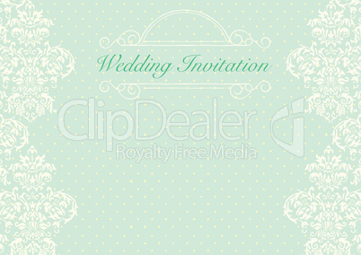 Green wedding invitation card background template with pattern,