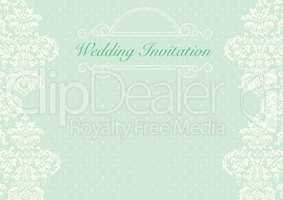 Green wedding invitation card background template with pattern,