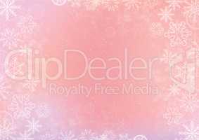 Pink elegant winter background with snowflake border