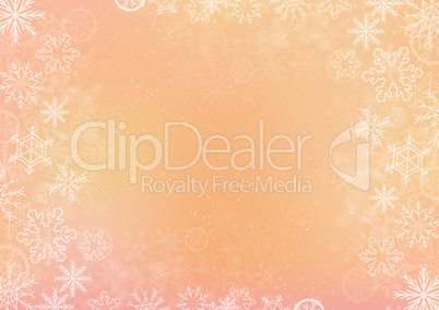 Orange elegant winter background with snowflake border