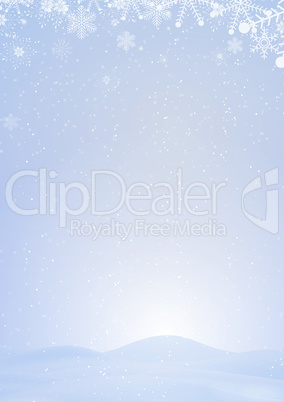 Blue winter background with snow and snowflake
