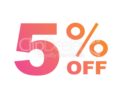 gradient pink to orange five percent off special discount word t