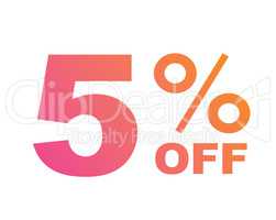 gradient pink to orange five percent off special discount word t